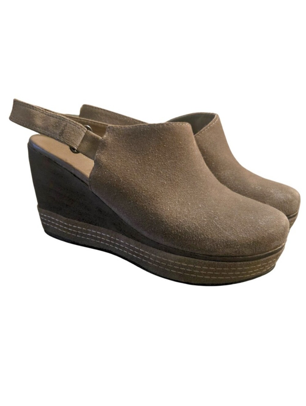 Antelope Taupe/Grey Suede 980 Hi Sling Wedge, EU Size 39, US Size 8.5